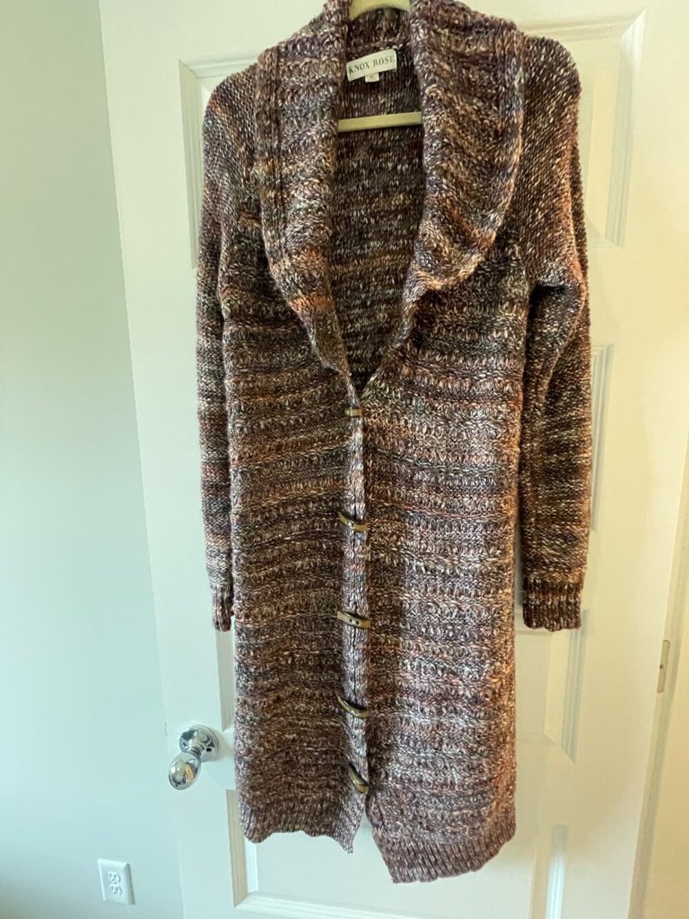 Knox Rose Space Dye Knit Wool Alpaca Blend Toggle Duster Cardigan Sweater M